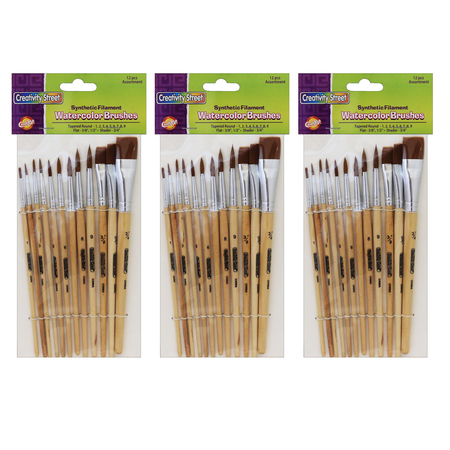 CREATIVITY STREET Watercolor Brushes, Assorted Sizes, PK36 PAC5136